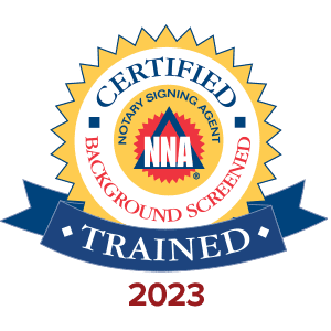 National Notary Association (NNA): Notary Signing Agent (NSA™) BACKGROUND CHECKED & TRAINED Badge - 2023